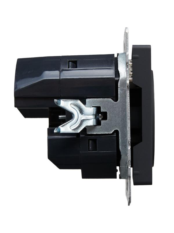 BRITE Розетка с заземлением со шторками 16А с USB A+A 3,1А РЮш10-2-БрГ графит | BR-R14-16-U21-D31-K53 | IEK — миниатюра 3