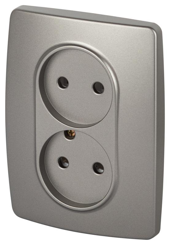 Розетка ЭРА Серия 12 12-2107-16 , 2X2P, 16А-250В, титан  | Б0065644 | ЭРА — миниатюра 3