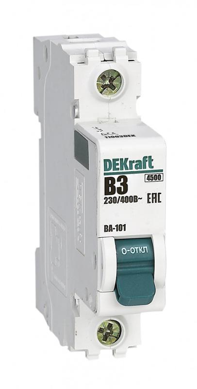 Выключатель автоматический  однополюсный ВА-101 3А B 4,5кА | 11003DEK | DEKraft — DEKraft