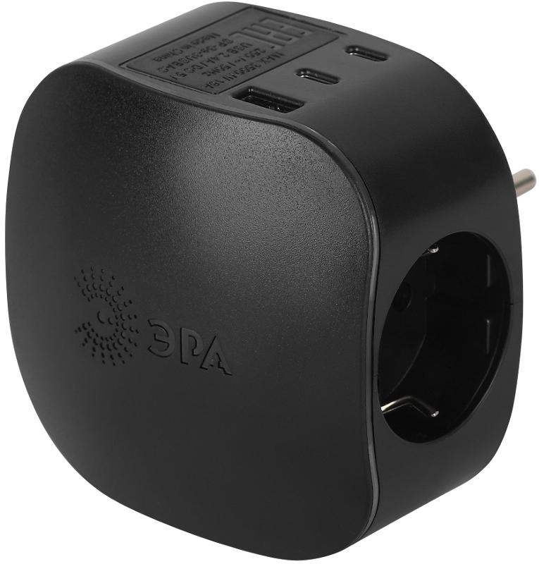 Разветвитель электрический ЭРА SP-3e-3USBAC-B на 3 розетки + 3 USB A+C с заземлением со шторками 16А черный | Б0069082 | ЭРА — ЭРА (Энергия света)