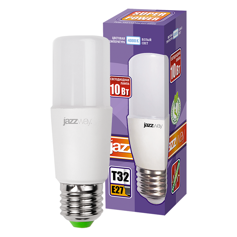 Лампа светодиодная LED 10Вт Е27 220В 4000К PLED- T32/115 new трубчатая | 5005020 | Jazzway — миниатюра 3