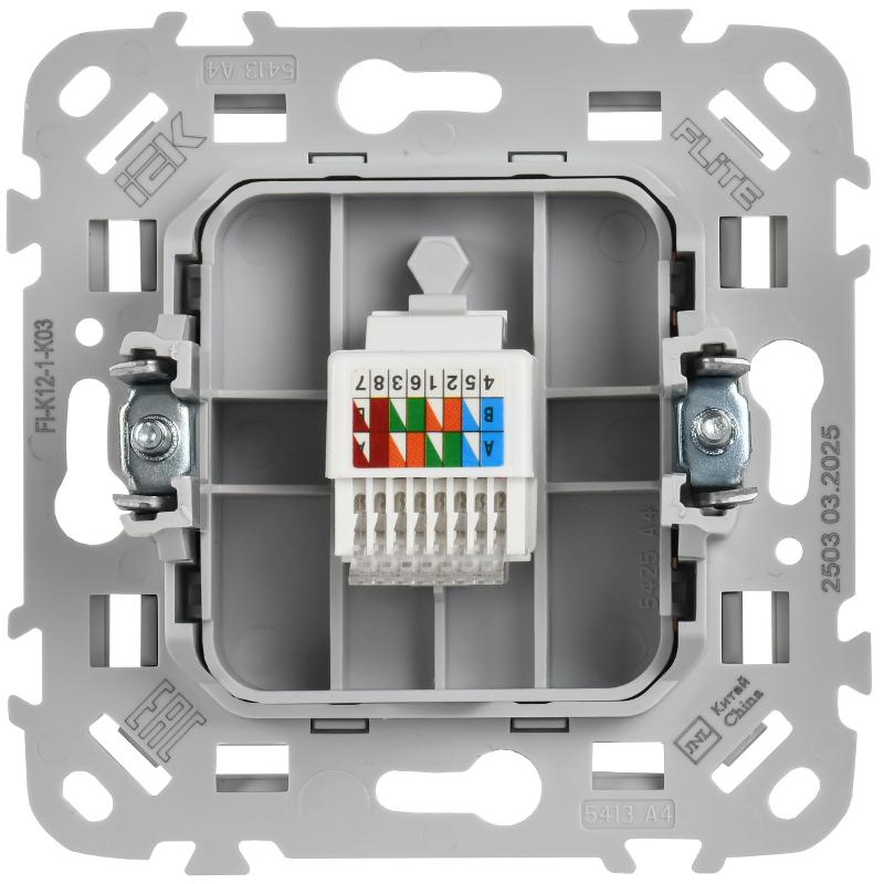 FLITE Розетка компьютерная RJ45 кат.5Е UTP РК5е-1-0-ФлС серый | FI-K12-1-K03 | IEK — миниатюра 3