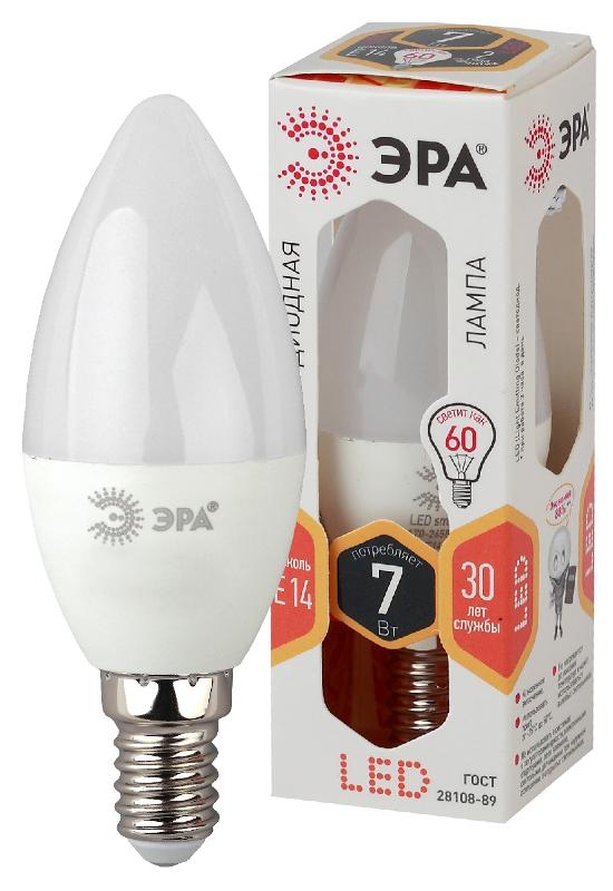 Лампа светодиодная LED 7Вт E14 220В 2700К B35 свеча | Б0020538 | ЭРА — миниатюра 1