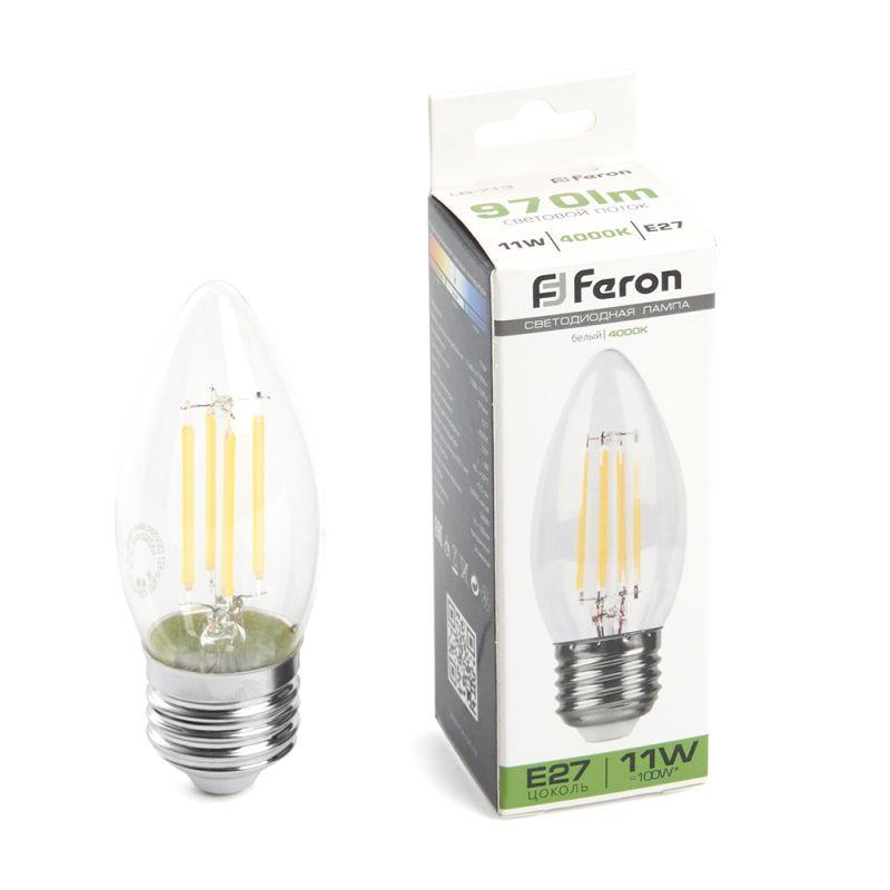 Лампа светодиодная, (11W) 230V E27 4000K прозрачная, LB-713 | 38273 | FERON — Feron