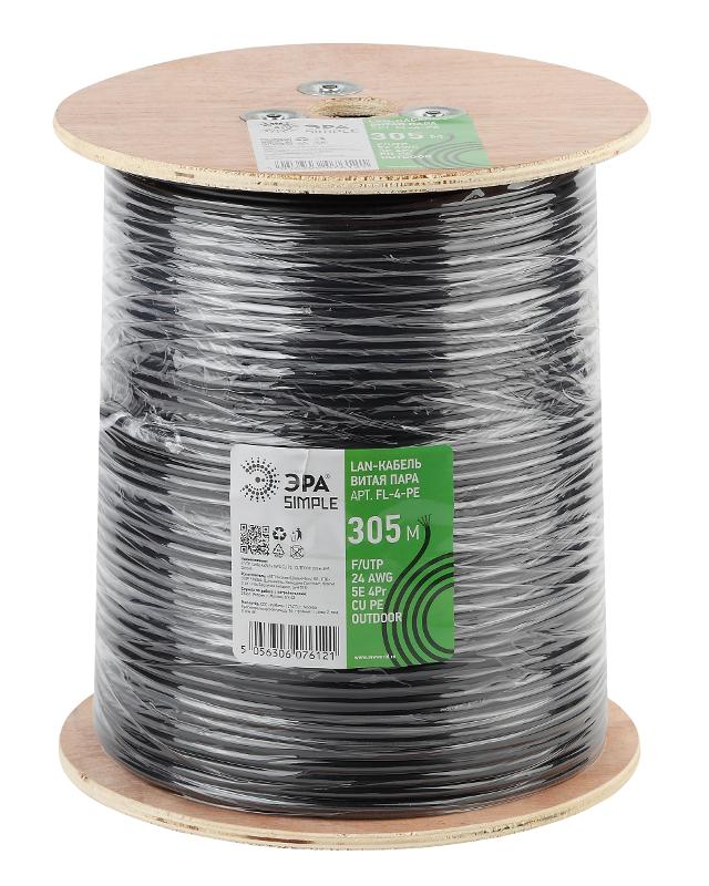 ЭРА Кабель витая пара F/UTP 4x2x24AWG Cat5e CU PE OUTDOOR 305 м SIMPLE | Б0044686 | ЭРА — миниатюра 2
