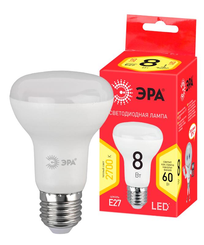 Лампа светодиодная RED LINE LED R63-8W-827-E27 R Е27 / E27 8 Вт рефлектор теплый белый свет | Б0050701 | ЭРА — миниатюра 1