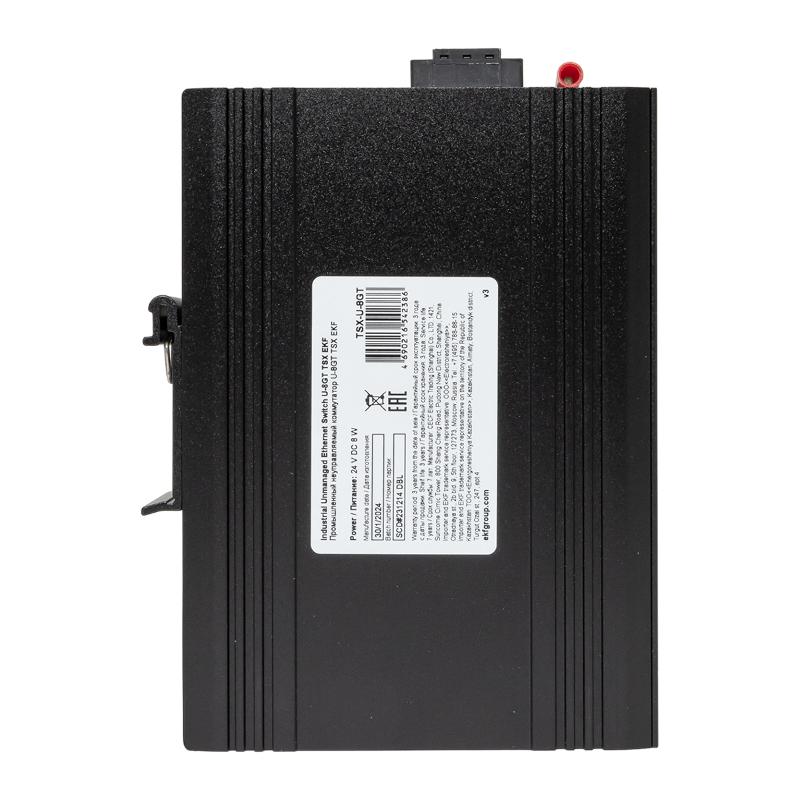 Промышленный неуправляемый коммутатор U-8GTP, 8 портов 10/100/1000Base-T(X) RJ45 c PoE, монтаж на динрейку TSX |TSX-U-8GTP|EKF — миниатюра 12