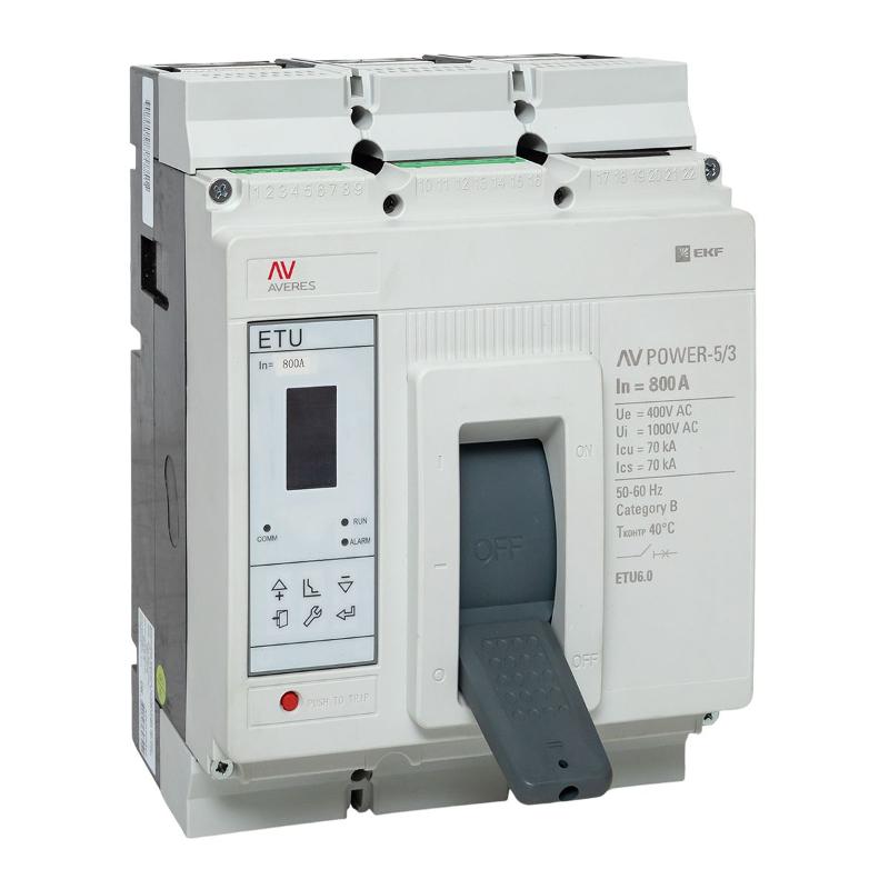 Выключатель автоматический AV POWER-5/3 800А 70kA ETU6.0 AVERES | mccb-53-800M-6.0-av | EKF — EKF