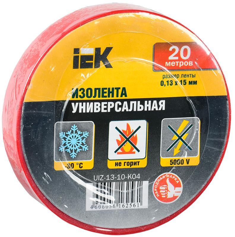 Изолента 0,13х15 мм красная 20 метров  | UIZ-13-10-K04 | IEK — миниатюра 1