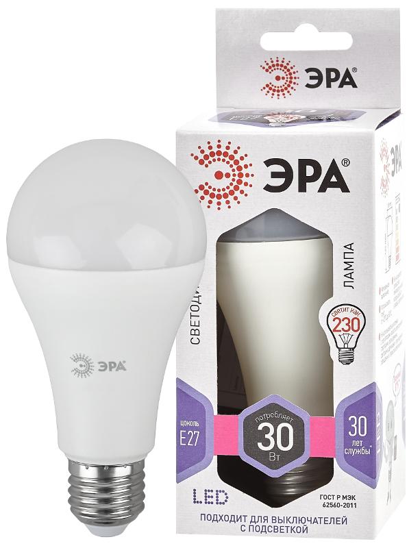 Лампа светодиодная LED A65-30W-860-E27 (диод, груша, 30Вт, холодный, E27) (10/100/1200) | Б0048017 | ЭРА — ЭРА (Энергия света)