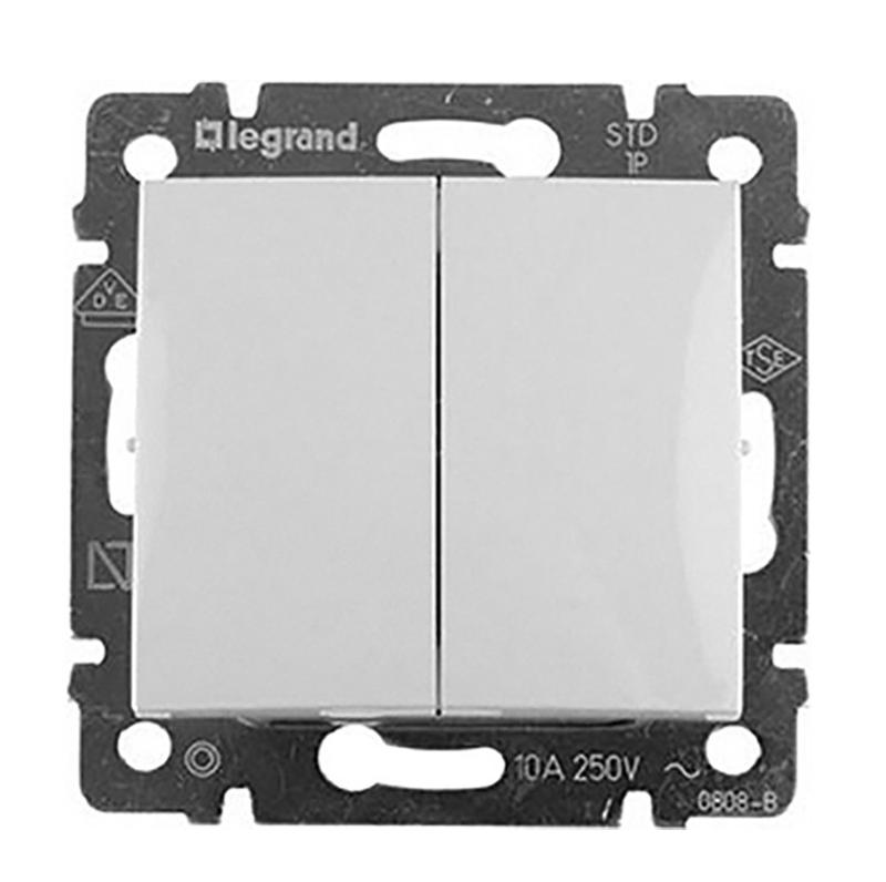 Valena DIY Белый Выключатель 2-х клавишный | 694265 | Legrand; замена на арт. ИЭК 6942651 — Legrand