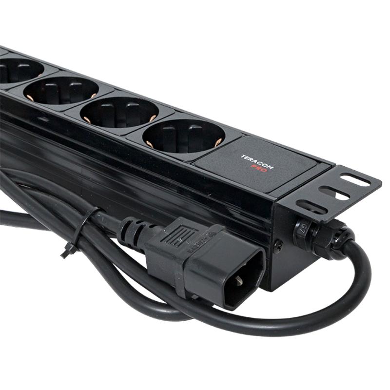 Блок розеток PDU TERACOM PRO 19" 1U 10А/250В 9 розеток Schuko 2 м 3x1,5 мм2 вилка C14 | TRP-HPD-PL-10A-9SH-2MC14 | EKF — миниатюра 8
