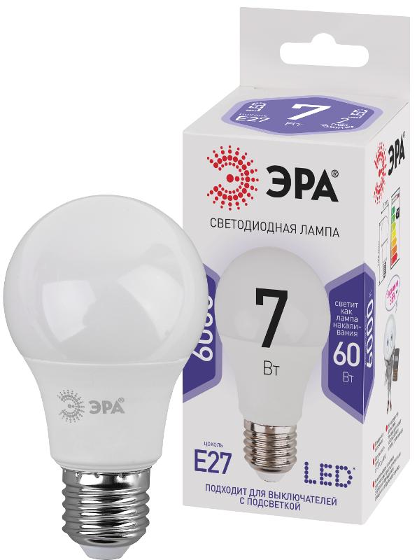 Лампа светодиодная СТАНДАРТ LED A60-7W-860-E27 (диод, груша, 7Вт, хол, E27) | Б0044087 | ЭРА — миниатюра 1