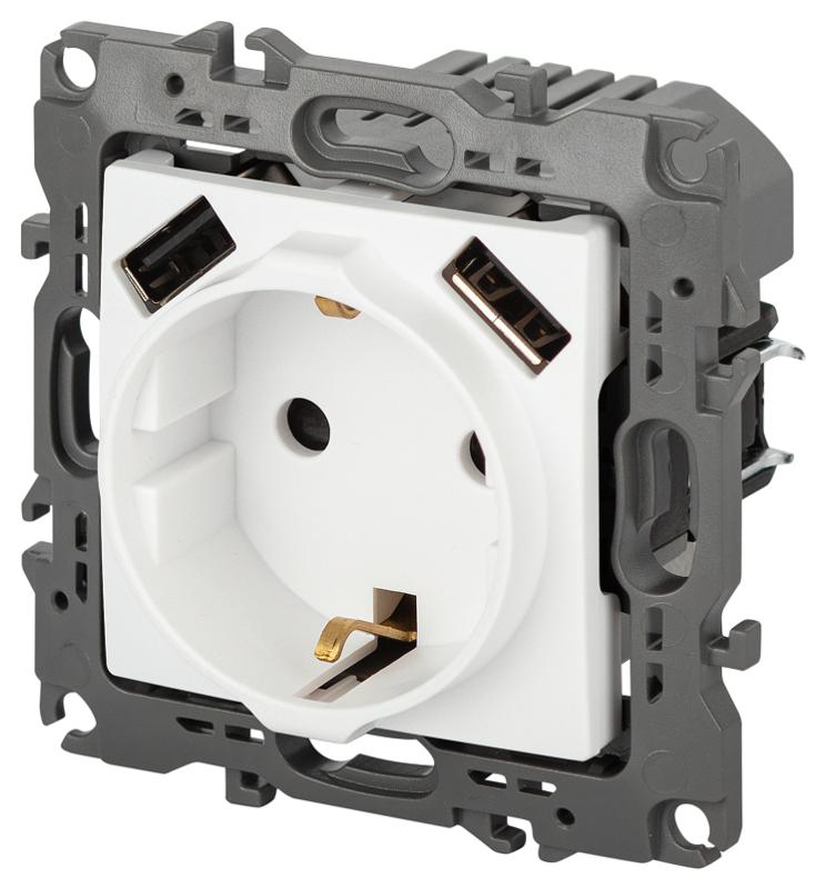 Розетка ЭРА Серия 12 12-4109-01М , 2P+E 16A-250В, штор. с 2xUSB 5В-3А, белый матовый  | Б0065728 | ЭРА — миниатюра 3