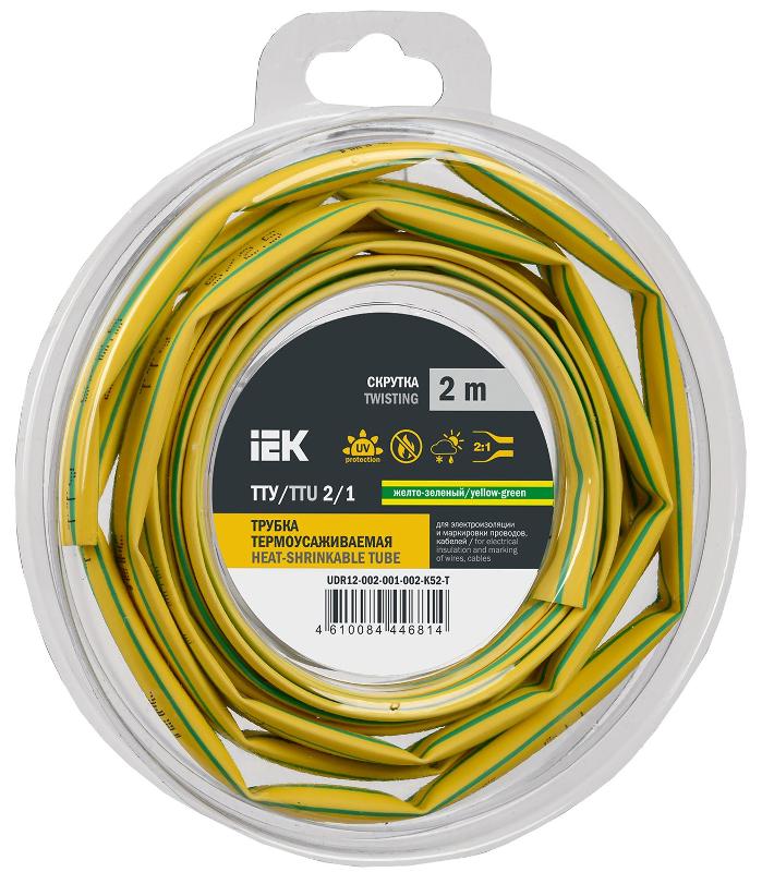 Трубка термоусадочная ТТУ нг-LS 2/1 жел-зел. (2м/упак) IEK | UDR12-002-001-002-K52-T | IEK — IEK (ИЭК)