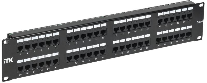 2U патч-панель кат.6 UTP, 48 портов (Dual), с каб. орг-м | PP48-2UC6U-D05-1 | ITK — ITK