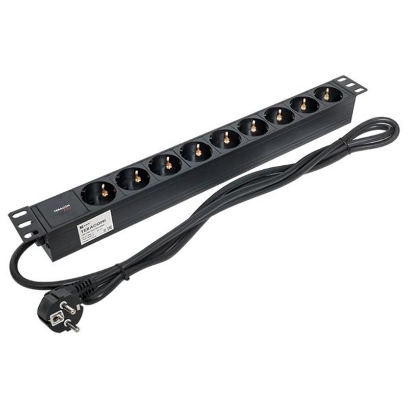Блок розеток PDU TERACOM PRO 19" 1U 16А/250В 9 розеток Schuko 2 м 3x1,5 мм2 вилка Schuko | TRP-HPD-16A-9SH-2MSH | EKF — миниатюра 12