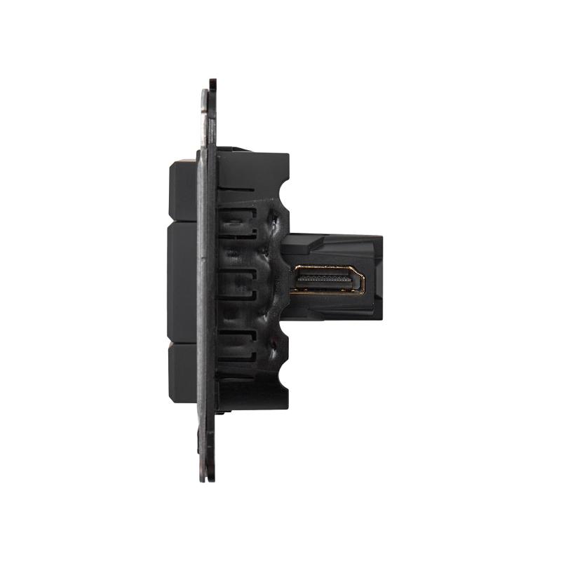 HDMI розетка одинарная в стену, тип А-А, "Avanti", "Черный матовый" — миниатюра 5