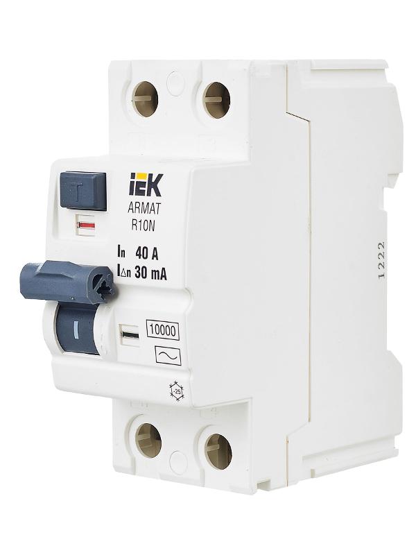 Выключатель дифференциальный (УЗО) R10N 2P 40А 30мА тип AC ARMAT | AR-R10N-2-040C030 | IEK — миниатюра 8