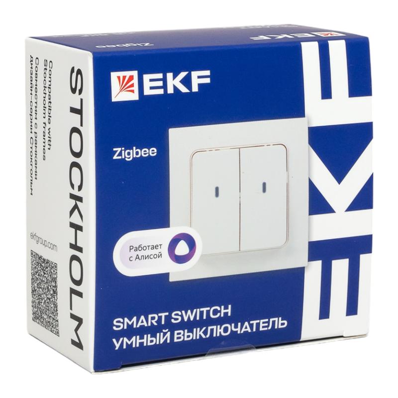 Умный выключатель Стокгольм 2-кл. белый Zigbee  Сonnect|RCV-ST2-WD-ZB|EKF — миниатюра 8