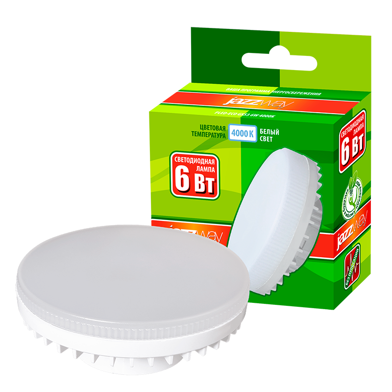 Лампа светодиодная LED 6Вт GX53 230В 4000К PLED- ECO FROST таблетка | 5006034 | Jazzway — миниатюра 4