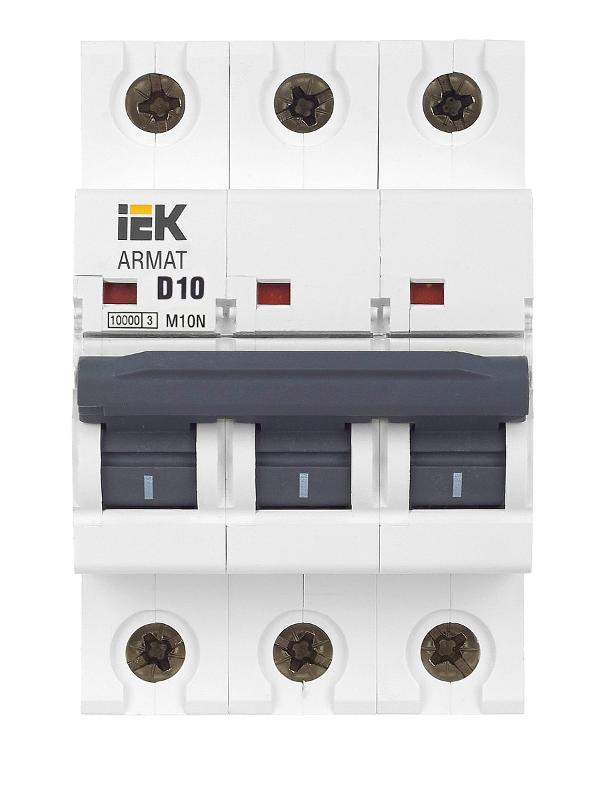 Выключатель автоматический трехполюсный M10N 3P D 10А 10кА ARMAT | AR-M10N-3-D010 | IEK — миниатюра 2