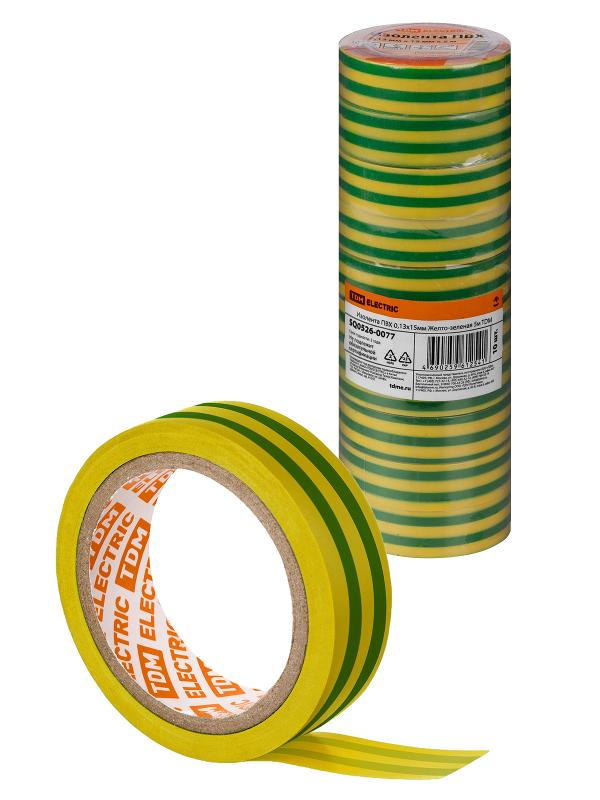 Изолента ПВХ 0,13х15мм Желто-зеленая 5м | SQ0526-0077 | TDM — TDM ELECTRIC