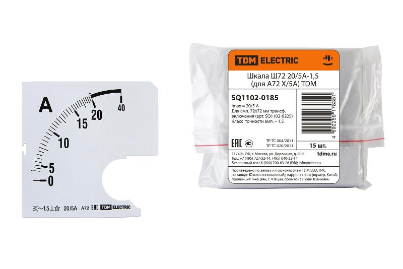 Шкала Ш72   20/5А-1,5 (для А72 Х/5А)  | SQ1102-0185 | TDM — TDM ELECTRIC