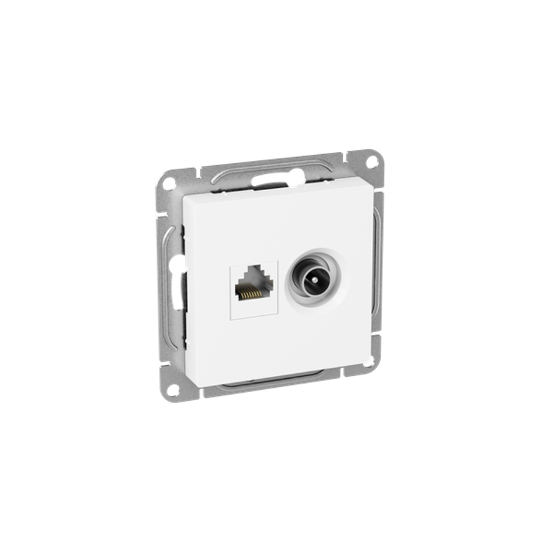 Механизм розетки TV+RJ45 (cat5), белый Эпика EKF | UP1-SOW-TV+RJ | EKF — миниатюра 2