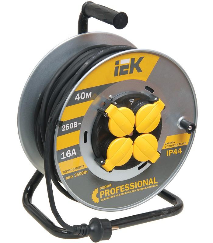 Катушка УК40 на мет с т/з 4 места 2Р+PЕ/40м КГ 3х2,5мм2 IP44 "Professional" | WKP17-16-04-40-44 | IEK — миниатюра 2