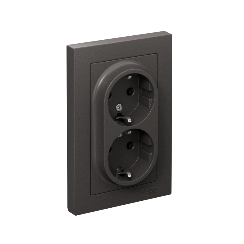 AtlasDesign Базальт Розетка 2-ая с заземлением, 16А, в сборе | ATN001424 | SE — Systeme Electric