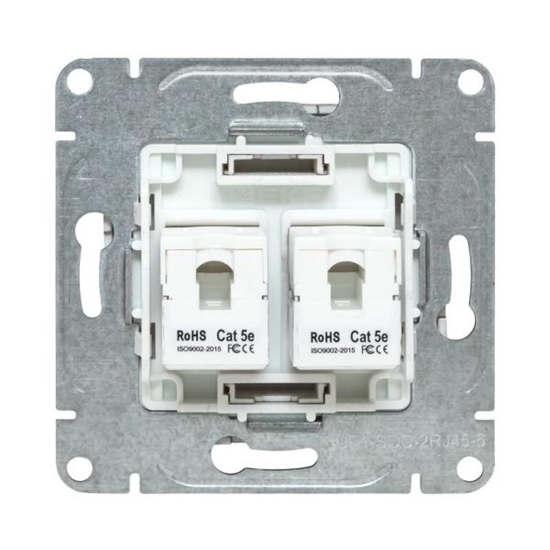 Механизм розетки RJ45 - 2шт, (cat5), шампань Эпика  |UP1-SOC-2RJ45-5| EKF — миниатюра 7