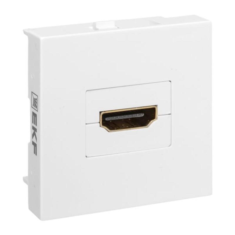 Розетка HDMI, 2 модуля, 1 гнездо, без индикатора, белая |E2MR-21HDMI-10|EKF — EKF