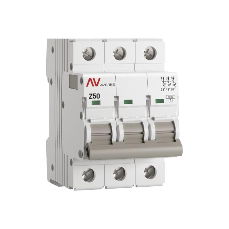 Выключатель автоматический AV-6 3P 50A (Z) 6kA AVERES | mcb6-3-50Z-av | EKF — EKF