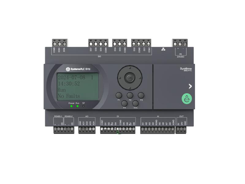 ПЛК S172; 24 VDC; дисплей; 28 IO: 8 DI, 8 DO (реле), 8 AI, 4 AO; 2xRS485, 1xRJ45 | SM172PS11BDR | SE — Systeme Electric