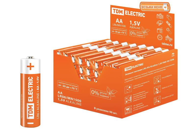 Элемент питания LR6 AA Alkaline 1,5V PAK-96  | SQ1702-0005 | TDM — TDM ELECTRIC