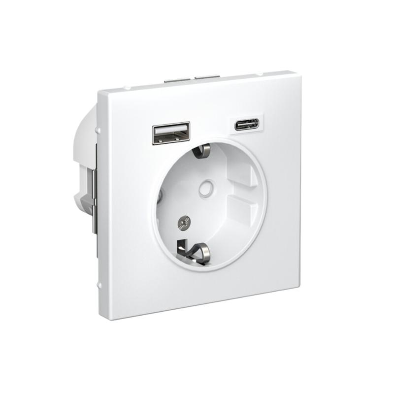 ArtGallery Белый Розетка 16А с 2 USB A+C, 5В/2,4А/3,0А, 2х5В/1,5А, механизм | GAL000132 | SE — миниатюра 5