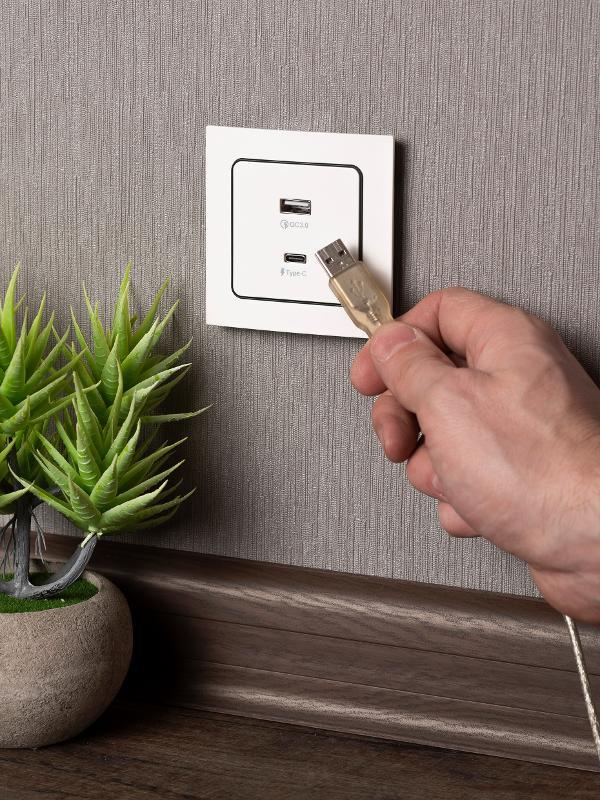 Стокгольм Механизм Розетки с 2USB type-A + type-C белый PROxima | EYR-2USB-type-C | EKF — миниатюра 8