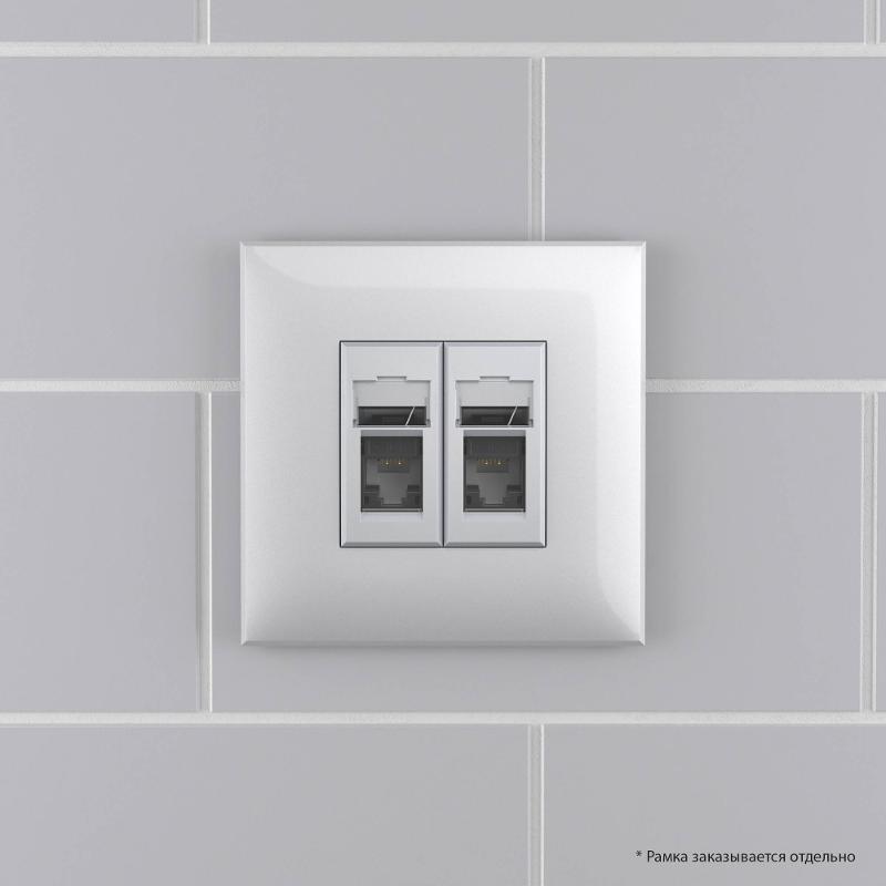 Компьютерная розетка RJ-45 в стену, кат.6 двойная,"Avanti", "Закаленная сталь" | 4404294 | DKC — миниатюра 5