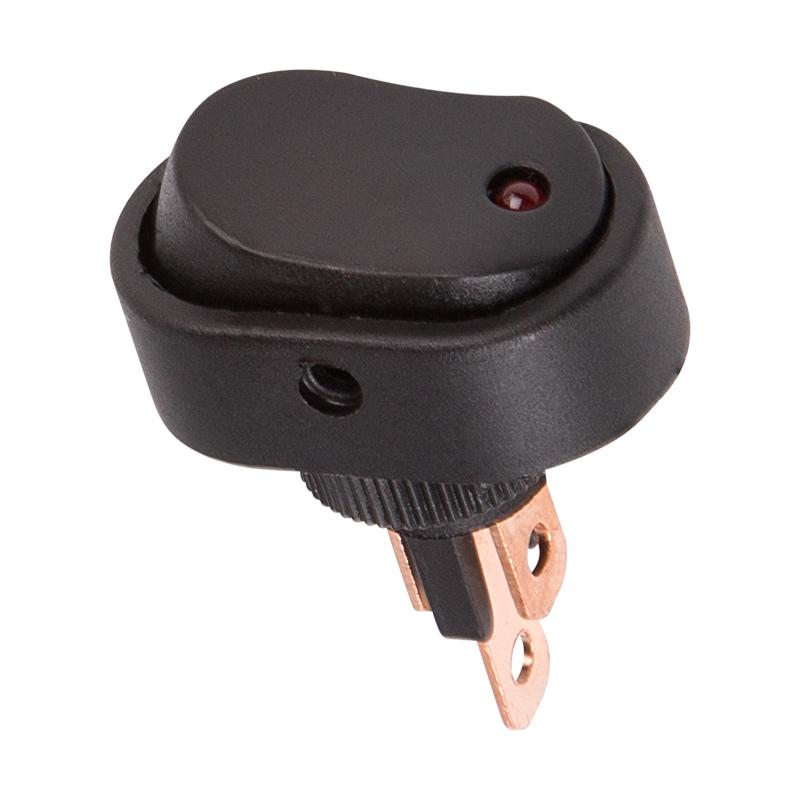 Выключатель клавишный 12V 20А (3с) ON-OFF черный ОВАЛ с красной LED подсветкой | 36-2670 | REXANT — фото 1 | Sento