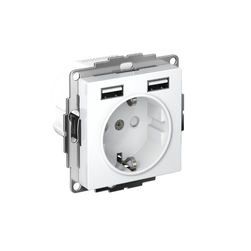 AtlasDesign Лотос Розетка 16А с 2 USB A+A, 5В/2,4А, 2х5В/1,2А, механизм | ATN001330 | SE — Systeme Electric