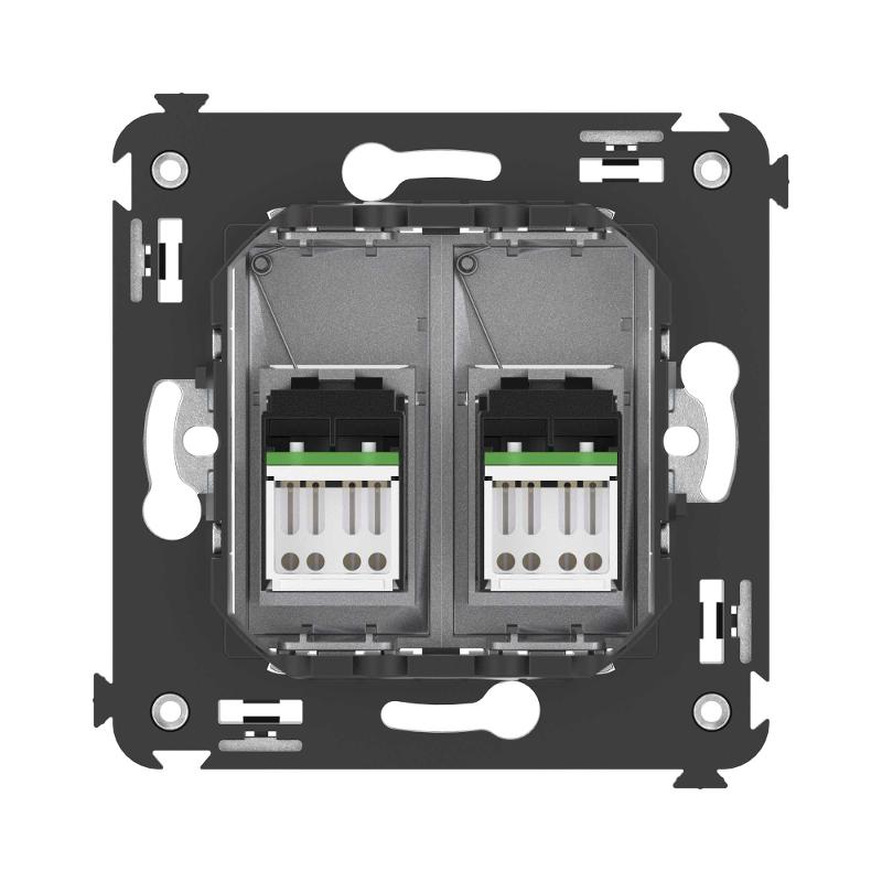 Компьютерная розетка RJ-45 в стену, кат.6А двойная, "Avanti", "Закаленная сталь" | 4404374 | DKC — миниатюра 3