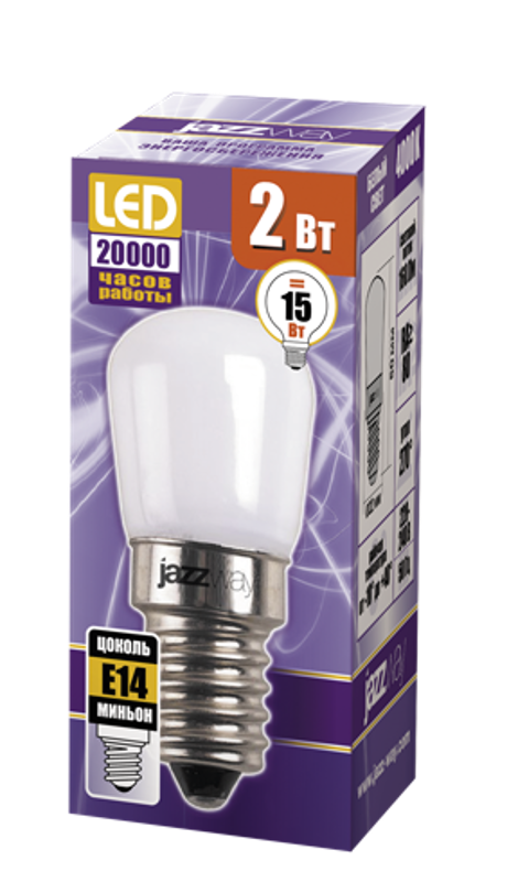 Лампа светодиодная LED 2Вт E14 220В 4000К PLED- T22/50 FROSTED трубчатая | 5001985 | Jazzway — миниатюра 2