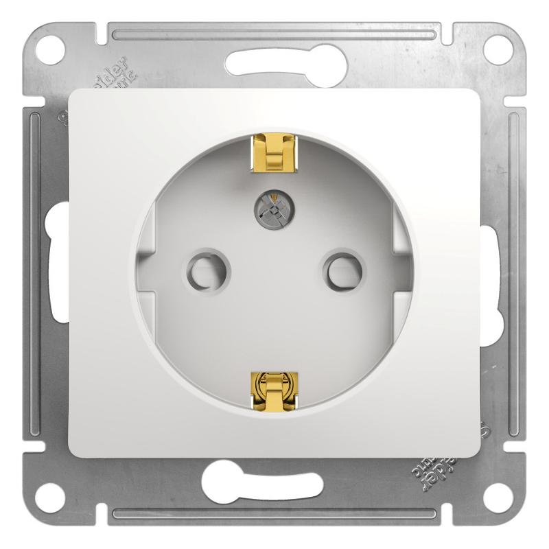 Glossa Белый Розетка с заземлением со шторками | GSL000145 | SE — Systeme Electric