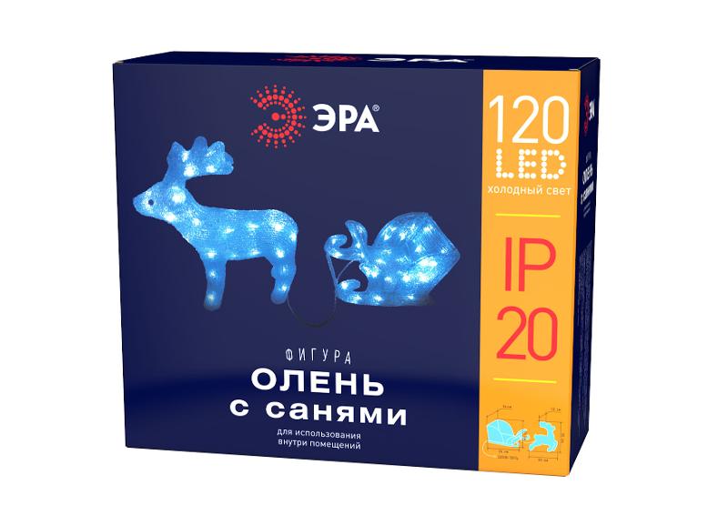 Фигура светодиодная  Олень с санями, ENIOF - 11 , 220V (2/30) | Б0047973 | ЭРА — ЭРА (Энергия света)