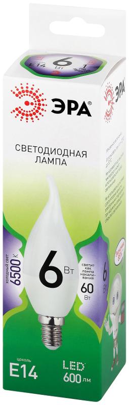 Лампа светодиодная  GREEN LINE LED BXS-6W-865-E14 GL E14 6 Вт свеча на ветру холодный свет | Б0067113 | ЭРА — миниатюра 6