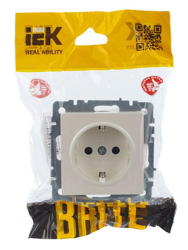 BRITE Розетка с заземлением со шторками 16А РС14-1-0-БрЖ жемчуг | BR-R14-16-K36 | IEK — миниатюра 7