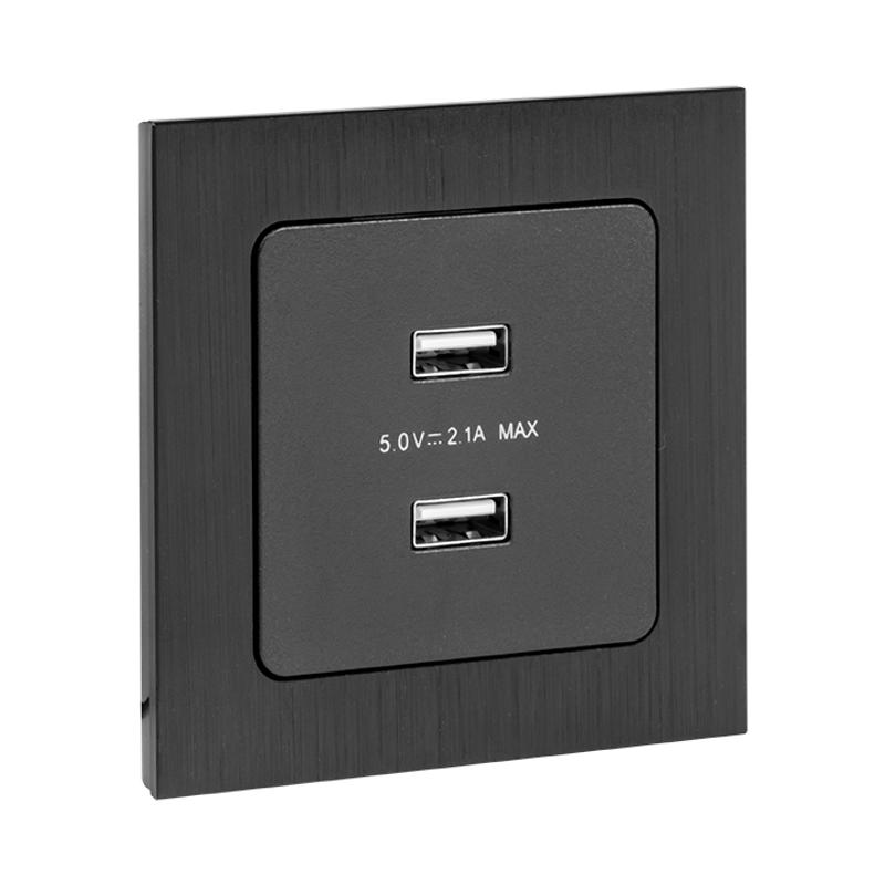 Стокгольм Механизм Розетки USB 2-местной 2,1А черный PROxima | EZR16-028-10-2USB | EKF — миниатюра 7