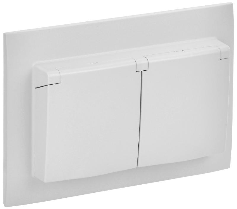 SKANDY Розетка 2-местная с кр. 16А в сб IP44 SK-R12W арктический белый | SK-R26-16-44-K01-F | IEK — IEK (ИЭК)