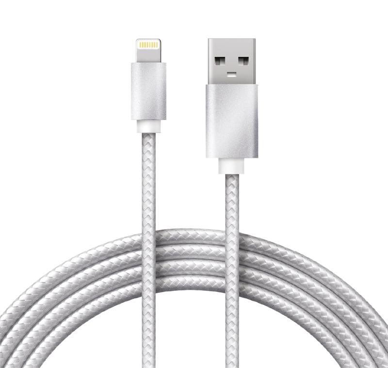 Кабель REXANT USB-Lightning 1 м, серебристая нейлоновая оплетка |18-7051 | REXANT — REXANT
